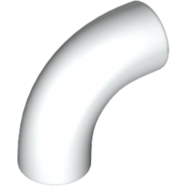 white brick round 1 x 1 d 90 degrees elbow macaroni - no stud - type 2 - axle hole