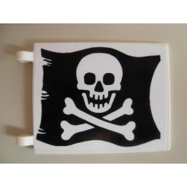 white flag 6 x 5 with skull and crossbones jolly roger pattern on both sides stickers - set 6285