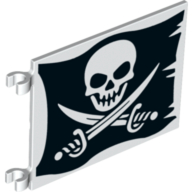 white flag 6 x 5 with skull with crossed cutlasses jolly roger pattern on both sides