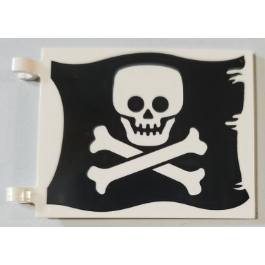 white flag 6 x 5 with flat skull and crossbones jolly roger pattern on both sides