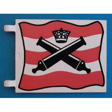 white flag 6 x 5 with crossed cannons over red stripes pattern
