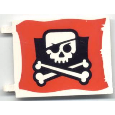 white flag 6 x 5 with skull and crossbones eye patch pattern