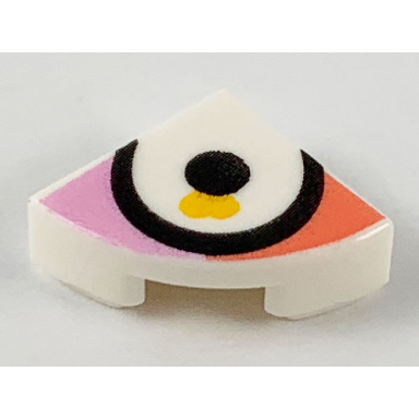 white tile round 1 x 1 quarter with large eye on coral and bright pink background pattern