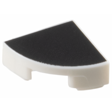 white tile round 1 x 1 quarter with black surface pattern