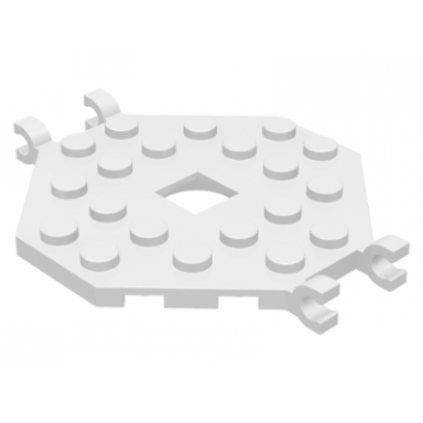 white plate modified 6 x 6 octagonal with open center and 4 clips horizontal grip