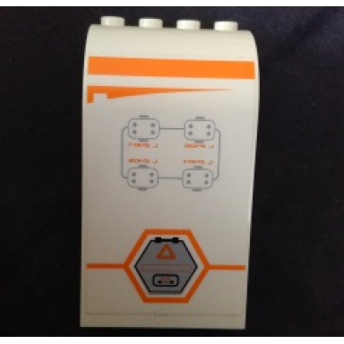 white panel 3 x 4 x 6 curved top with orange stripe gray hexagonal hatch and controls pattern model left side sticker - set 7644