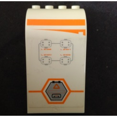 white panel 3 x 4 x 6 curved top with orange stripe gray hexagonal hatch and controls pattern model right side sticker - set 7644
