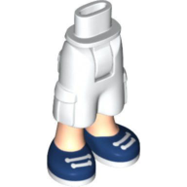 white mini doll hips and trousers cropped large pockets light nougat legs and dark blue sneakers pattern - thick hinge