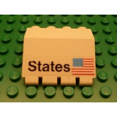 white panel 2 x 4 x 3 1 3 with hinge with states and usa flag pattern sticker - set 1682