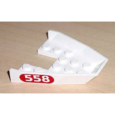white boat bow top 6 x 6 x 1 with 558 in red oval pattern on both sides stickers - set 6558