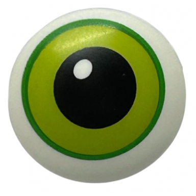 white plate round 2 x 2 with rounded bottom boat stud with lime eye with green outline pattern hp dobby eye