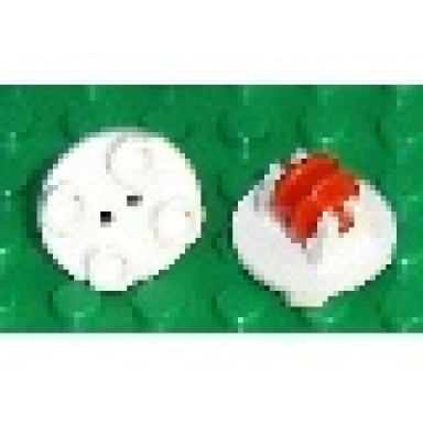 white plate round 2 x 2 thin with wheel holder with red pulley wheel 2655 3464