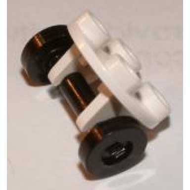 white plate round 2 x 2 thin with wheel holder with black wheels 2655 2496