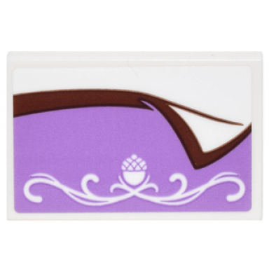 white tile 2 x 3 with medium lavender blanket with reddish brown trim and white scrollwork with acorn pattern sticker - set 41182