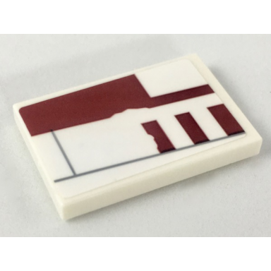 white tile 2 x 3 with x-wing red three biggs darklighter signs pattern model left side sticker - set 75218