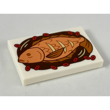 white tile 2 x 3 with traditional chinese steamed fish pattern