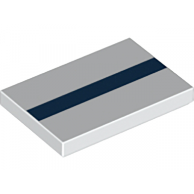 white tile 2 x 3 with dark blue stripe pattern