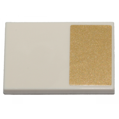 white tile 2 x 3 with gold rectangle pattern sticker - set 70838