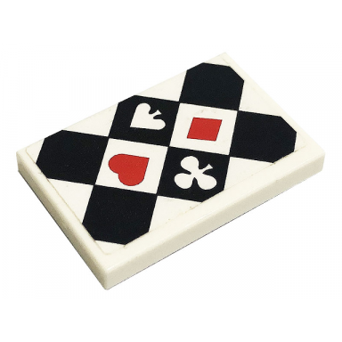white tile 2 x 3 with red heart and diamond white club and spade black checkered pattern sticker - set 41231