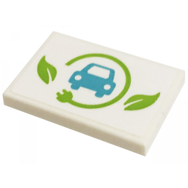 white tile 2 x 3 with medium azure car lime leaves and power plug pattern sticker - set 41443