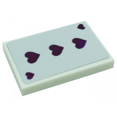 white tile 2 x 3 with playing card 3 of hearts pattern sticker - set 41685