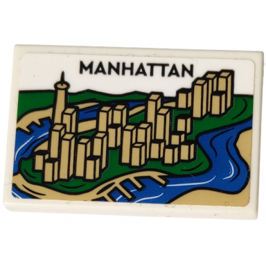 white tile 2 x 3 with poster of manhattan skyline pattern sticker - set 10292