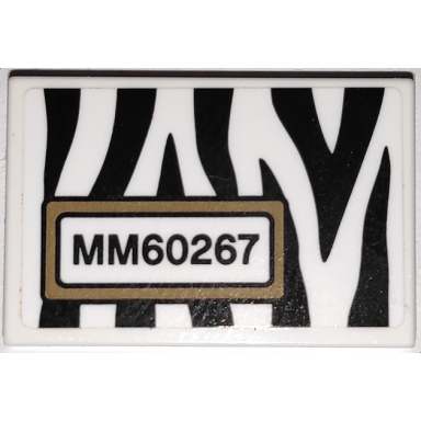 white tile 2 x 3 with black zebra stripes camouflage and mm60267 with dark tan outline pattern sticker - set 60267