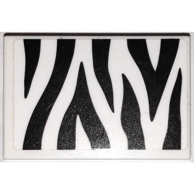white tile 2 x 3 with black zebra stripes camouflage pattern sticker - set 60267
