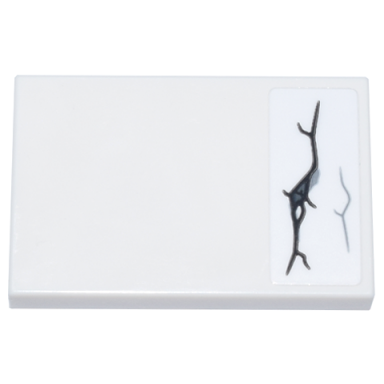 white tile 2 x 3 with black dark bluish gray and light bluish gray narrow cracked stone pattern model right side sticker - set 76266