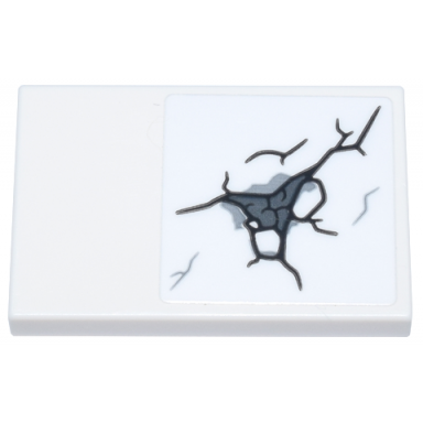 white tile 2 x 3 with black dark bluish gray and light bluish gray cracked stone pattern sticker - set 76266