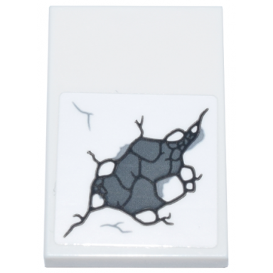 white tile 2 x 3 with black dark bluish gray and light bluish gray wide cracked stone pattern 1 sticker - set 76266
