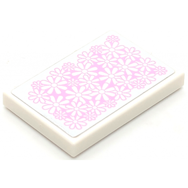 white tile 2 x 3 with flowers on bright pink background pattern sticker - set 43201