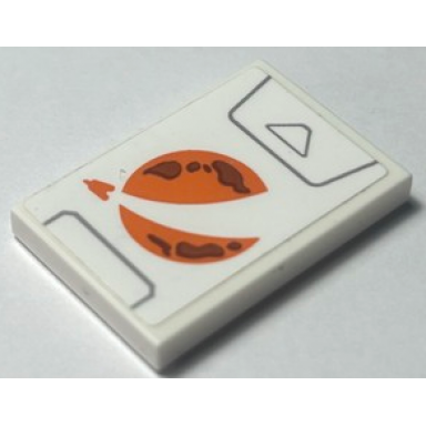 white tile 2 x 3 with orange city mars exploration logo and light bluish gray lines pattern sticker - set 60227