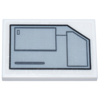 white tile 2 x 3 with light bluish gray and black mechanical panel with cut corner and dark bluish gray rectangle pattern model right side sticker - set 75357