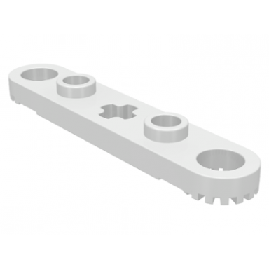 white technic plate 1 x 5 with toothed ends 2 studs and center axle hole