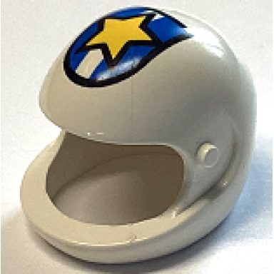 technic figure accessory helmet with police yellow star on blue white shield pattern
