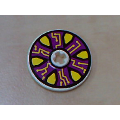 technic disk 3 x 3 with yellow points and circuits on dark purple pattern sticker - set 8245