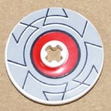 white technic disk 3 x 3 with light gray border around red circle pattern sticker - sets 8482 8483