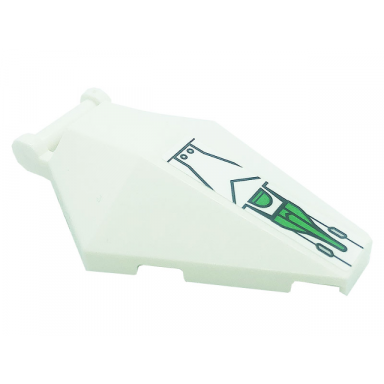 white windscreen 6 x 4 x 1 hexagonal with bar handle with silver dots black lines and bright green pattern sticker - set 80020