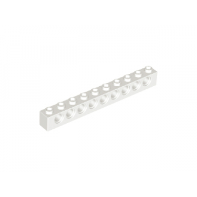 white technic brick 1 x 10 with holes