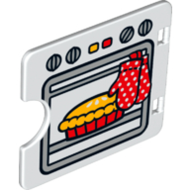 white duplo door window pane 1 x 4 x 3 with semi oval cutout with pie baking in oven pattern