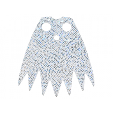 white minifigure cape cloth 7 points with silver iridescent dots pattern
