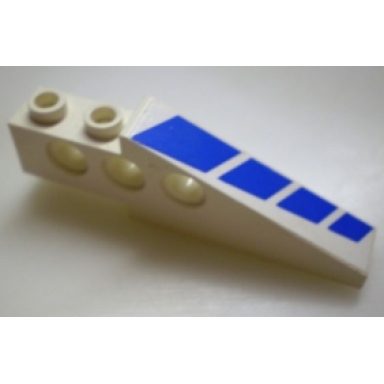 white technic slope 6 x 1 x 1 2 3 with blue stripes pattern right sticker - set 8824