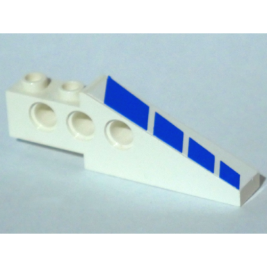 white technic slope 6 x 1 x 1 2 3 with blue stripes pattern left sticker - set 8824