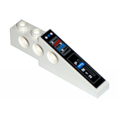 white technic slope 6 x 1 x 1 2 3 with gearstick and controls pattern sticker - set 8286