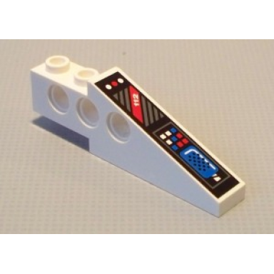 white technic slope 6 x 1 x 1 2 3 with buttons and 112 pattern sticker -set 8286