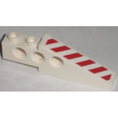 white technic slope 6 x 1 x 1 2 3 with red and white danger stripes pattern left sticker - set 7207