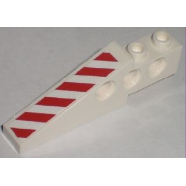 white technic slope 6 x 1 x 1 2 3 with red and white danger stripes pattern right sticker - set 7207