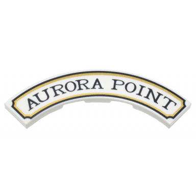 white tile round corner 4 x 4 macaroni with black and gold sign border and aurora point pattern