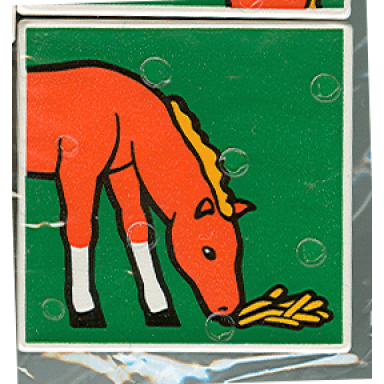 white duplo tile 2 x 2 x 1 with horse mosaic picture 11 pattern